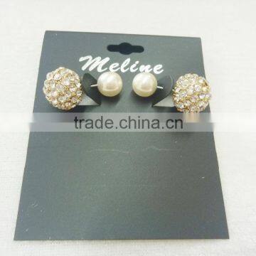 RHINESTONE BALL PEARLS 2 SIDED EARRING