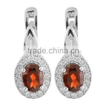 Natural Garnet Stone Fashion 925 Sterling Silver Ring Earring Set photo-4