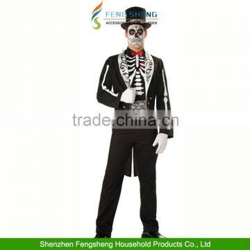 Adult Ladies Mens Bone Voodoo Skeleton Costume Halloween Fancy Dress Outfit