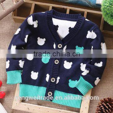 2014 New British Style Cartoon Boys Cardigan 100% Cotton Long Sleeve Childrends Caedigan