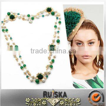 Double Layered With Flower Latest Design Pearl Necklace