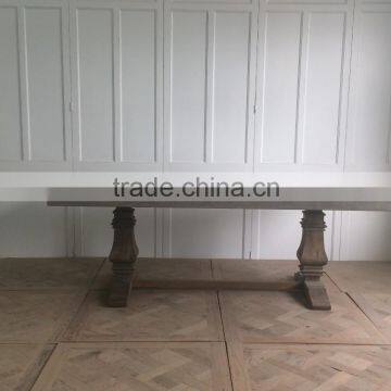 outdoor waterproof concrete table with solid wood legs