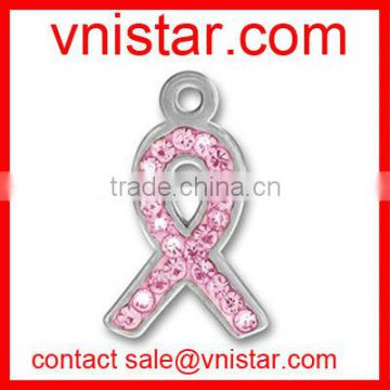 vnistar metal alloy medical alert cancer awareness Pink Ribbon Courage Charm TC190-4