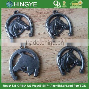 Sew-on Horse Head Logo Badges in Anti-Pewter Color -- Z1522