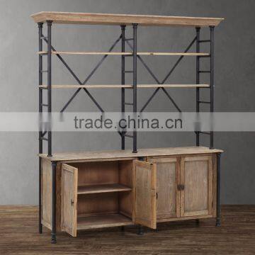 French luxury design coffee shop oak wood floor display cabinet