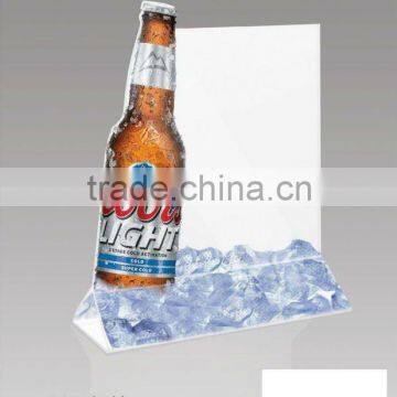 bottle-shaped sign / menu card sign holder / menu list / tabletop beer signboard