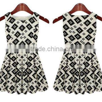 Ladies fashion sleeveless printed designer dress