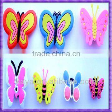 OEM attractive 3d soft plastic butterfly shoe accessories
