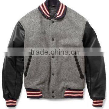 Custom leather sleeve varsity jacket,custom bomber leather sleeves varsity jacket,custom leather sleeves baseball varsity jacket