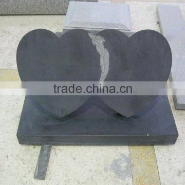 European style granite carved flower double heart tablet