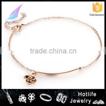 18K rose gold plating jewelry popular design adjustable fashion flower girl anklet