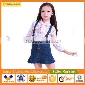 Wholesale Girls Denim Overall Dress Backless Suspender Mini Fishtail Summer Skirt For Kid