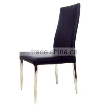 black leather modern stainless steel metal dining chair