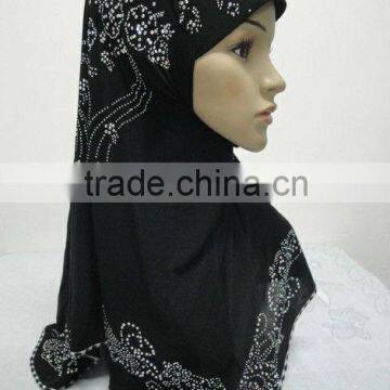 H123 new design one piece muslim hijab with rhinesones