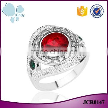 One dollar shop fashion jewelry crystal rhinestone zin alloy ring for girls