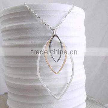 925 Sterling Silver Layering 14K Gold and Silver Geometric Necklace