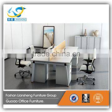 Modern 4 people MDF white office work table furniture KD-05