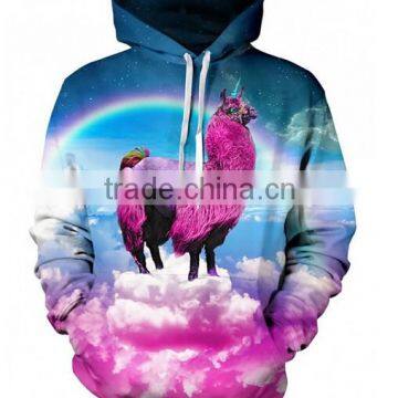 Harajuku rainbow pink llama custom cheap 3D printing Hoody Sport Loose Hooded Sweater men women