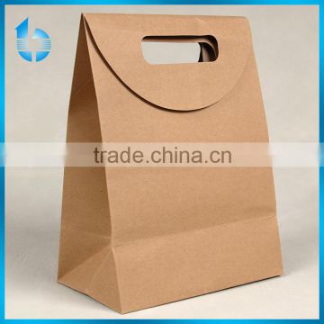 Kraft paper bag for food with handle hand bag with hook and loop for gifts hook and loop paper bag for scarf