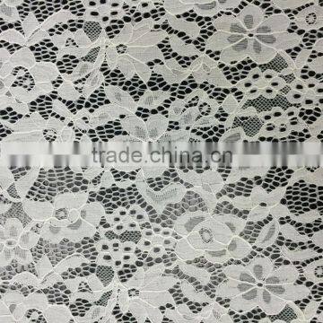 high quality white floral elastic tulle french nylon spandex lace fabric