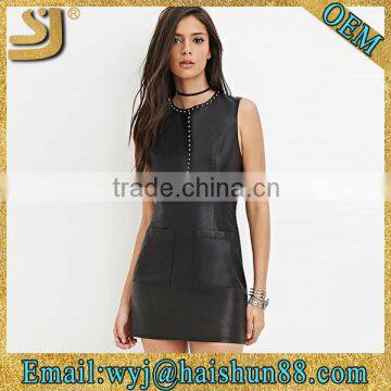 Cool women 2016 new design black studded dress