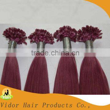 color burg# style silky stragiht remy human hair u-tip hair hair extensions