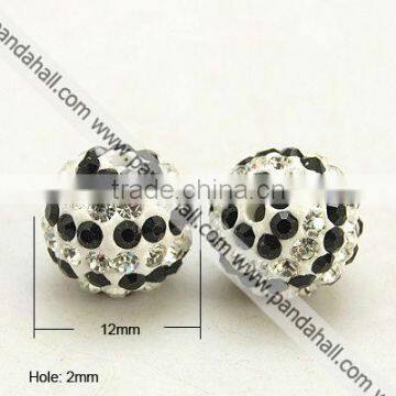 Newest! Wholesale Chunky Beads Hallowmas Zebra Stripe With Clear Rhinestone Beads For Gumball Necklace Making (RB-C1439-12mm-1)