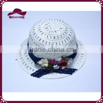 Lala straw cloche hat kid paper hat with flowers