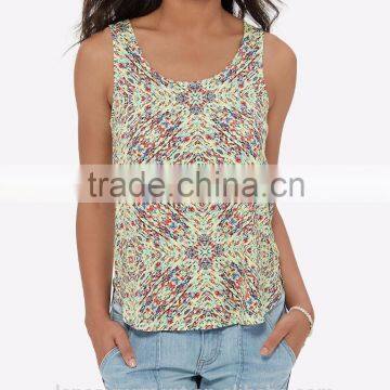 2016 Floral Print Women Sexy Tank Top With Round Neckline Designs photo-2