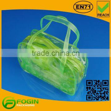 green pvc traveling bag set with handle