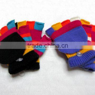 custom cheap winter kid knit gloves child gloves with cap