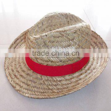 hollow straw hat, fedore hat