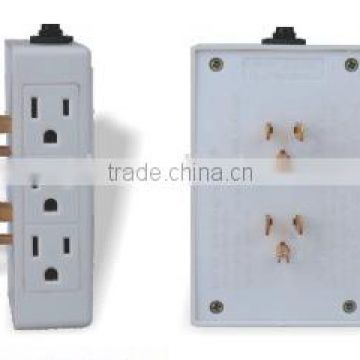 3 outlets grounding adapter with hang lug