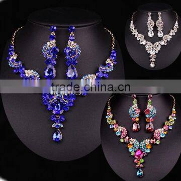 Lovely Freshwater Pearl and Crystal Wedding Jewelry Crystal Necklaces set Europe wedding jewelry set