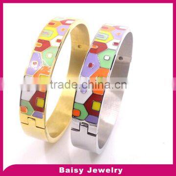 Popular Fashion enamel stainless steel gold bangles models