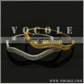 Wave shaped pave zircons fantastic women bracelet 2016 new design