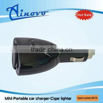 2016 New,best selling special design with cigator lighter dual USB 5V.2A universal multi travel charger