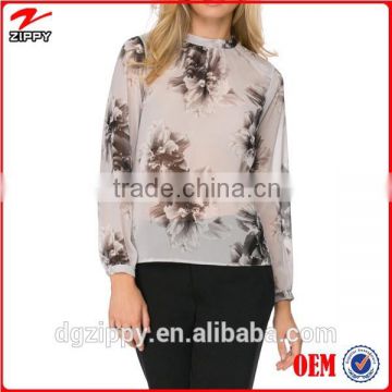 New arrival long sleeve blouse 2015 women chiffon blouse