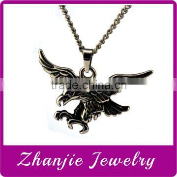 Cheap wholesale Fashion Casting 316L Stainless Steel Animal Themed Flying Eagle Pendant With Black Enamel