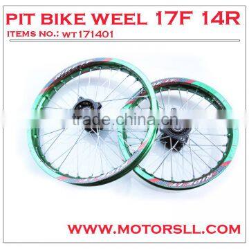 factory price pit bike wheel with size front 17inch rear 14inch