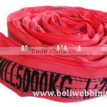 5T red color polyester Round sling for en1492-1 / webbing sling / lifting round sling / eye flat round sling