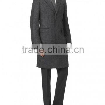 2015 new style 100% cashmere classic grey herringbone custom mens business coat