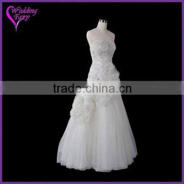 TOP SELLING!!! OEM Factory Custom Design Short Ruffled Seath White Bridal Dress