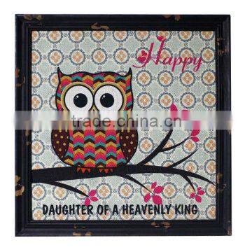 Burlap Wall Art Decoration Black Wood Frame Printing