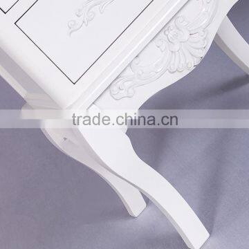 Carved Wooden White 4 Drawers Chest of Drawer photo-5