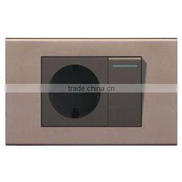 European standard wall switch and socket, 1 gang switch and 1 gang 16A socket