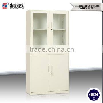 Cheap metal three-piece appliances steel file cabinet up swing glass door key lock cabinet with two drawers display cabinet