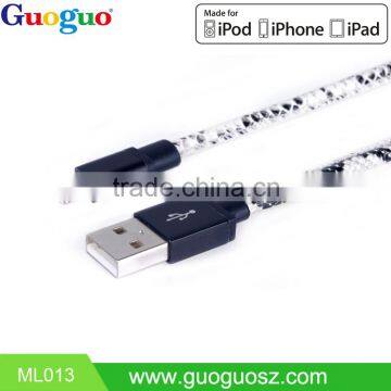 MFi Licensed PU Leather Snake MFi cable