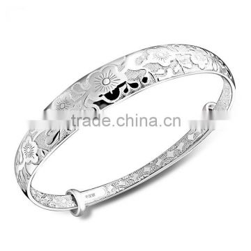 925 Sterling Silver Latest Flower Design Bangles And Bracelet B0809