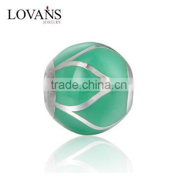 2016 Simple Design Green Color Enamel Jewelry Charm Beads